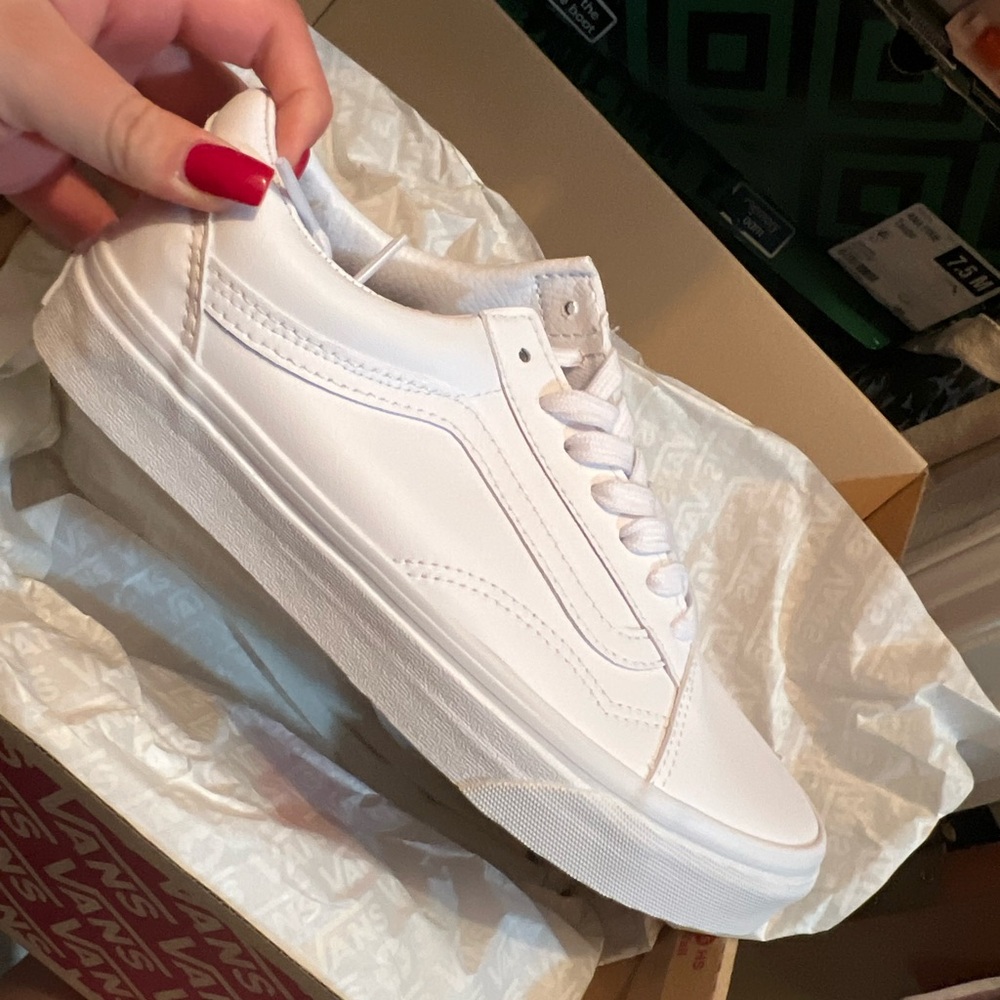 White Leather Vans